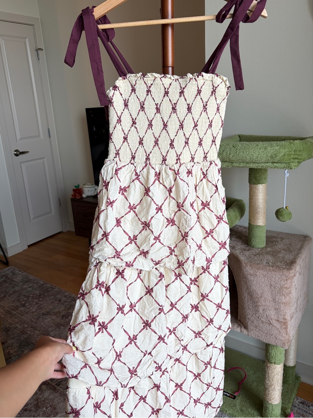 FRANCESCA’S BOW-PRINT TIERED DRESS